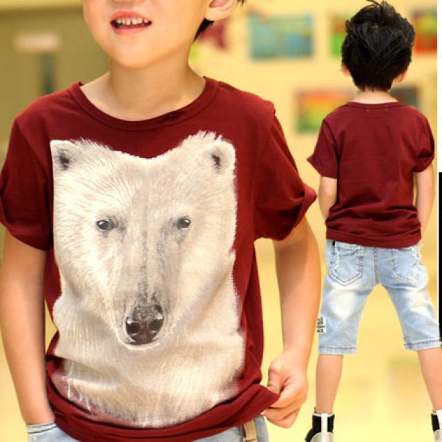 (最後現貨)【棗紅 5-11碼】KIDE43025<特>【童】3D狼頭T恤