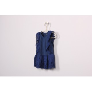 (最後現貨)【藍色 5-9碼】KIDE43044【童】蕾絲花邊上衣