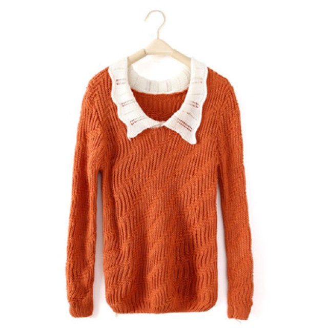 (最後現貨)【橘】ART322219 特價 歐美公主領斜紋毛衣 針織衫