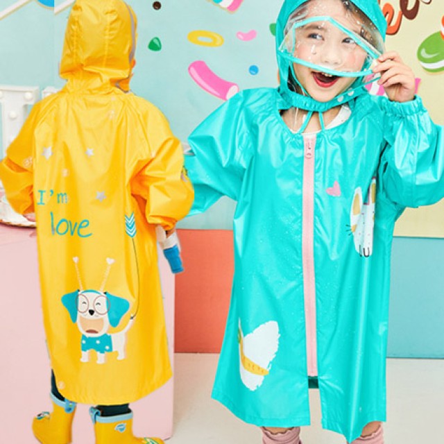 (最後現貨)【綠S/粉S】韓國lemoinkid SGS檢驗無毒無異味卡通兒童雨衣 安全反光條雨衣【KIDN5003】