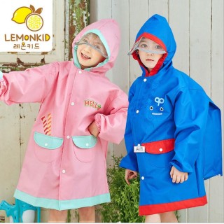 正韓lemoinkid SGS檢驗安全無毒加厚兒童雨衣 立體書包位雨衣 2色 S-L碼【KIDN5004】