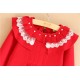 (最後現貨)【紅7】KIDV718056【童】珍珠蕾絲衣領皺摺洋裝